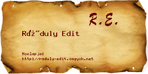 Ráduly Edit névjegykártya